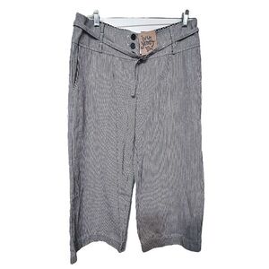 Ivy Jane 100% Cotton Cropped Wide Leg Black & White Railroad Stripe Pants Sz 10